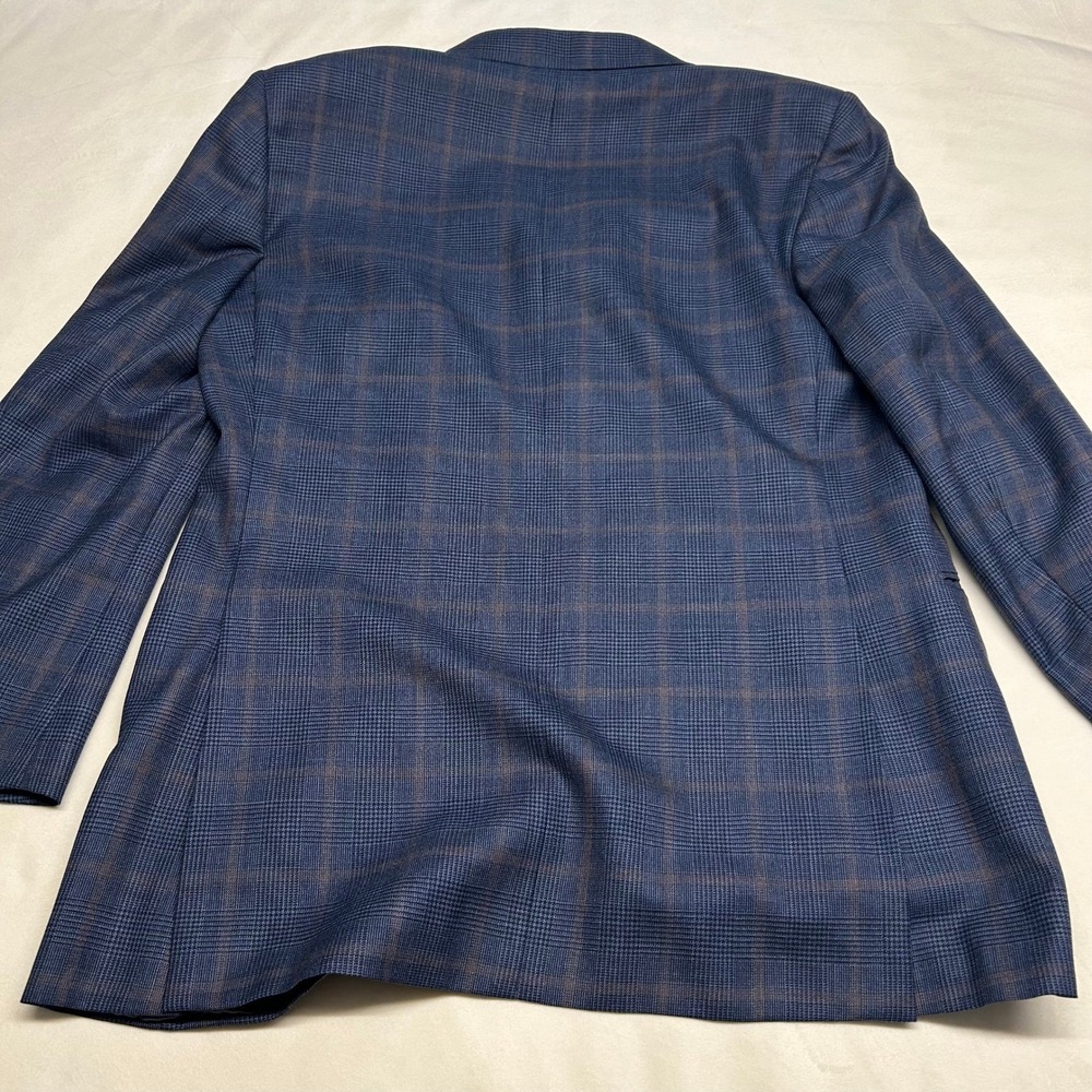 Trussini Boyds Philadelphia Mens 42R Blue Glen Plaid 100% Wool Blazer Italy - Picture 12 of 14